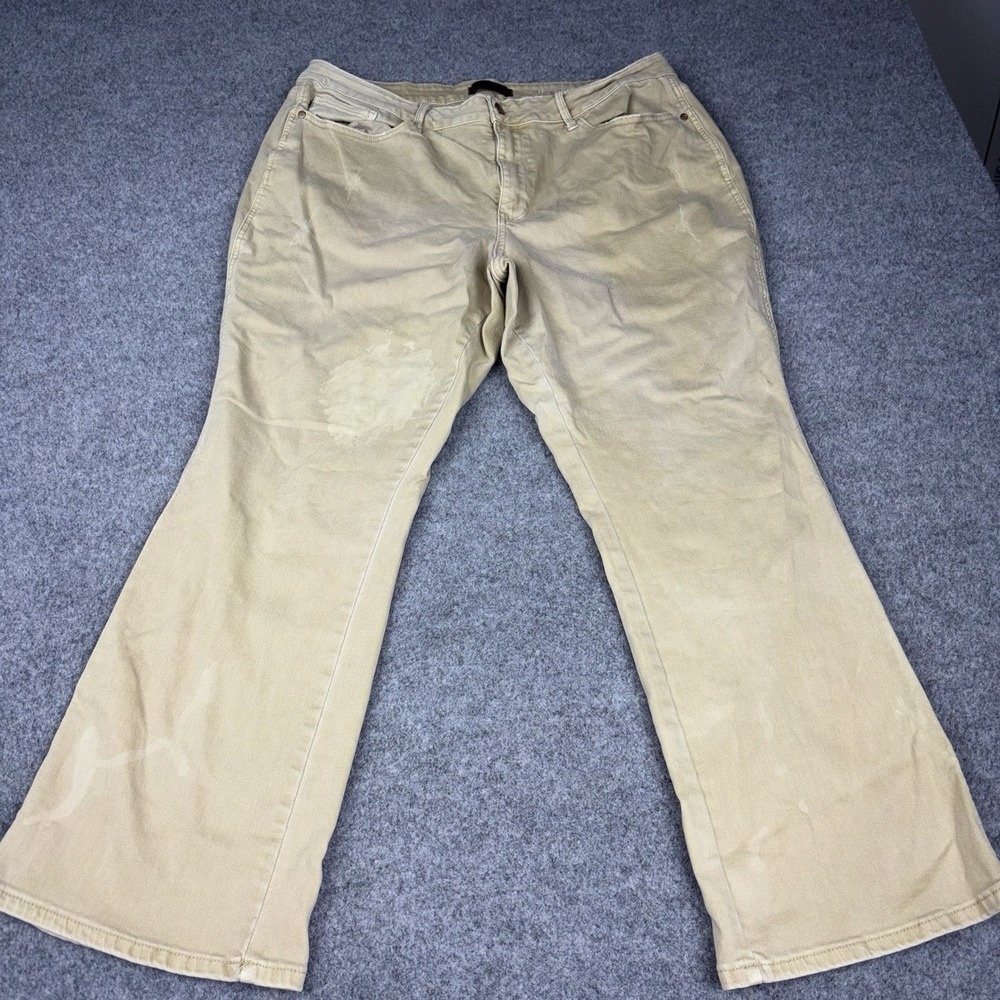Judy Blue Jeans Women's 22W Garment Dyed Plus Size Khaki Tan Wide Leg Stretch